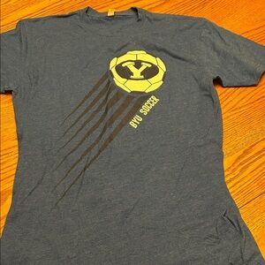 BYU Next Level Apparel Blue and Yellow Soccer Tee